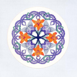 Celtic Knots with Tiger Lilies<br>
Deborah K. Snider, copyright 1993<br>
Graphite and Colored Pencil<br>
Original Artwork in Private Collection<br>
Giclees available, $150 unframed<br>
Giclee image size 11.5 x 11.5 inches Celtic Knots with Tiger Lilies