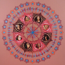 Chiquitas (photos used with permission)<br>
Deborah K. Snider, copyright 2005<br>
Mixed-Media Collage; Painted with Cosmetics<br>
32 x 32 inches<br>
Available: $1,000 (20% to Dove's Campaign for Real Beauty) Chiquitas