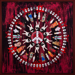 Atrocities: Women & War (Girls, Caught in the Crossfire)<br>
Deborah K. Snider, copyright 2011<br>
Art Quilt<br>
42 x 42 inches<br>
Available: $3,000 (20% to Amnesty International) Atrocities: Women & War (Girls, Caught in the Cross-Fire)