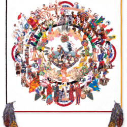 Color Wheel: Stereotypes<br>
Deborah K. Snider, copyright 2006<br>
Art Quilt with Beaded Edges<br>
42 x 50 inches<br>
Available: $4,000 (20% to Human Rights Watch) Color Wheel: Stereotypes