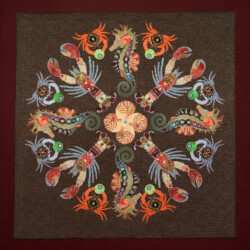 Encrustaceans I<br>
Deborah K. Snider, copyright 2008<br>
Art Quilt with Swarovski Crystals<br>
41 x 41 inches<br>
NFS: Collection of the Artist Encrustaceans I