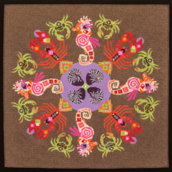 Encrustaceans II<br>
Deborah K. Snider, copyright 2017<br>
Art Quilt with Swarovski Crystals<br>
40 x 40 inches<br>
Available: $3,000 (20% to The Ocean Conservancy) Encrustaceans II