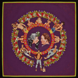 Grapevine: Stud Muffins<br>
Deborah K. Snider, copyright 2011<br>
Art Quilt<br>
41 x 41 inches<br>
Available: $3,000 (20% to Time's Up Legal Defense Fund) Grapevine: Stud Muffins