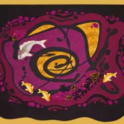 Koilligraphy: Swirling Eddy<br>
Deborah K. Snider, copyright 2012<br>
Art Quilt with Lace and Beads<br>
28 x 34 inches<br>
Private Collection (gift) Koilligraphy: Swirling Eddy