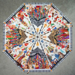 When the Saints & Sweeties Go Marching In<br>
Deborah K. Snider, copyright 2006<br>
Art Quilt<br>
40 x 40 inches<br>
Private Collection (gift) When the Saints & Sweeties Go Marching In