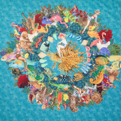 Saints & Sweeties at the Surreal Safari<br>
Deborah K. Snider, copyright 2006<br>
Art Quilt<br>
39 x 41 inches<br>
Private Collection (20% was donated to Care Women's Empowerment Programs) Saints & Sweeties at the Surreal Safari