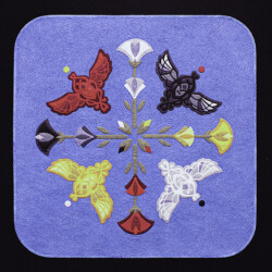 Egyptian Medicine Wheel<br>
Deborah K. Snider, copyright 2019<br>
Wool Felt Art Quilt<br>
28 x 28 inches<br>
Available: $1,500 (20% to Agencies Supporting Indigenous Rights) Egyptian Medicine Wheel